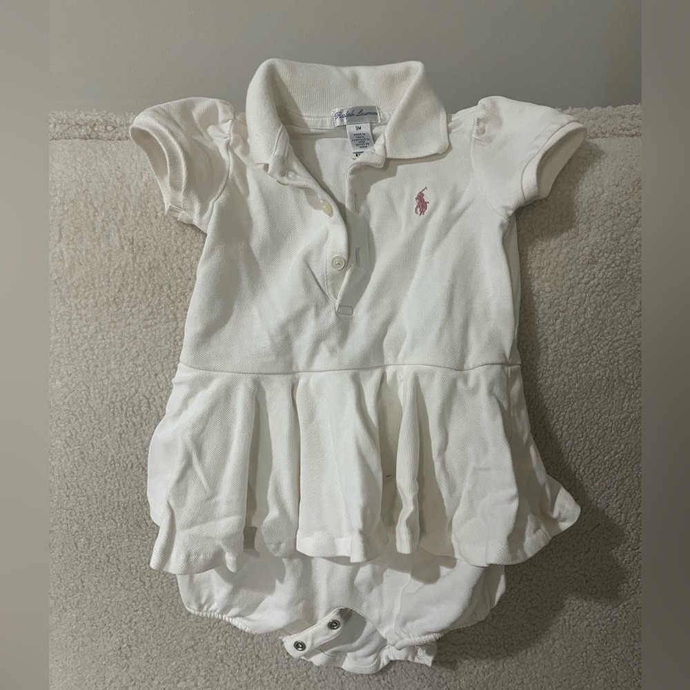 Ralph Lauren baby girl shirtdress and bloomer in white